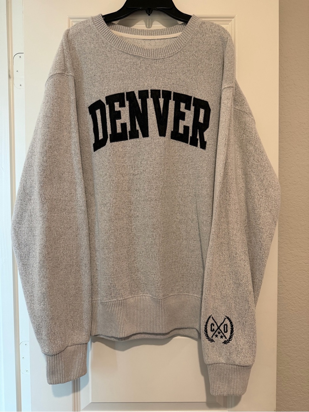 New York Popular Denver XL Gray Collegiate Crewneck Sweatshirt Embroidered